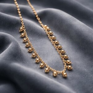 Gold Ball Drop Fringe Necklace