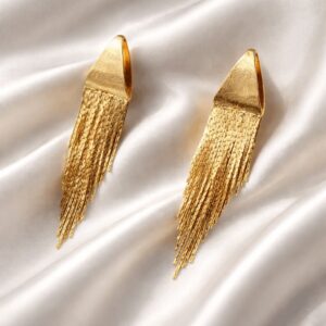 Gold Tassel Fringe Statement Earrings