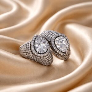 Pave Diamond Pear Statement Ring