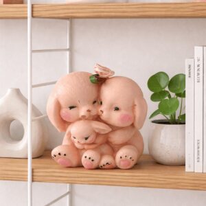 Pink Bunny Family Figurine Candle